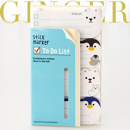 Penguin To Do List Stick Post It Bookmark Mark Memo Flags Index Tab Sticky Notes