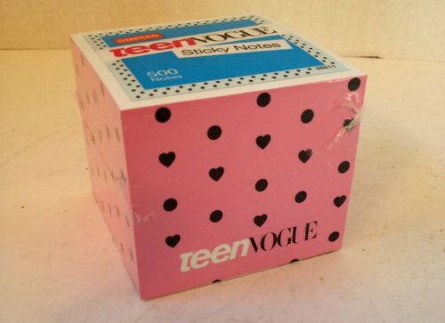 Teen Vogue Sticky Note Pad - Pink/ Hearts Sticky Note Cube- Girls- School-Office