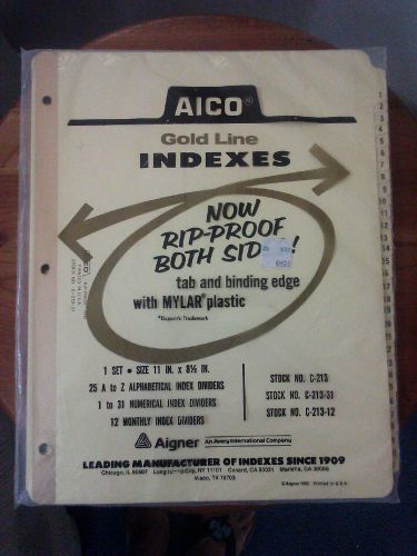 AICO GOLD LINE INDEXES -  TABBED DIVISION SHEETS FOR RING BINDERS New