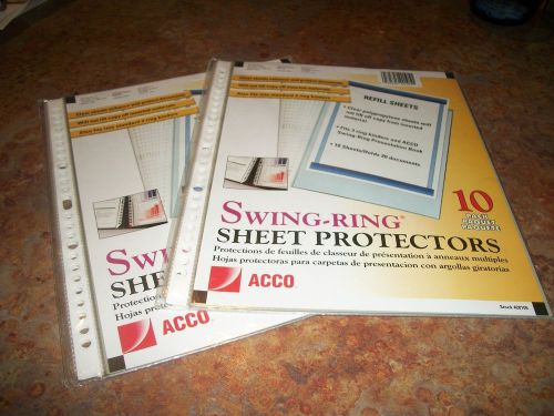 2 X Swing Ring Sheet Protectors, Clear, 10/Pack, ACCO #20105