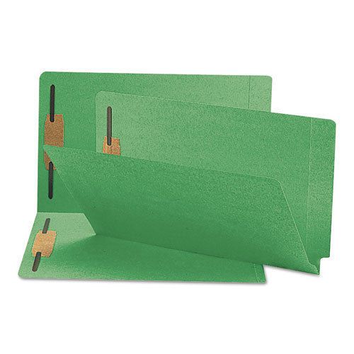 Two-inch capacity fastener folders, straight tab, legal, green, 50/box for sale