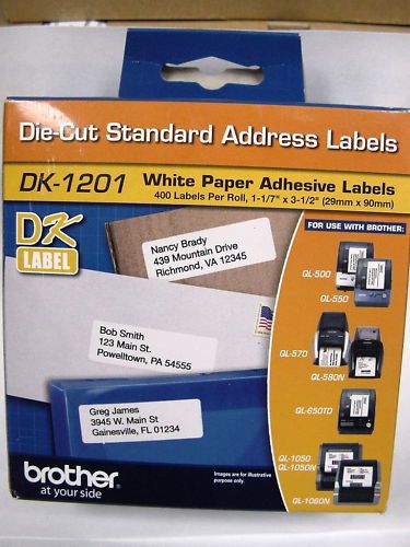 Brother DK 1201  Die Cut  White Adhesive Address Labels 400 Labels 2pks
