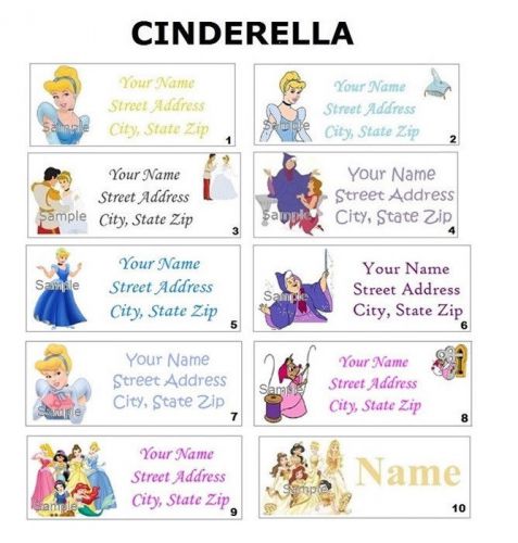 *CUTE * Disney Princess Cinderella Address Labels, Party &amp; Name Stickers