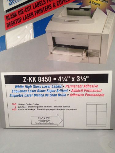 Labelblank Laser Bright White 4 X 3 100 Sheets Labels 6 Per Sheet  Z-KK 8450 600