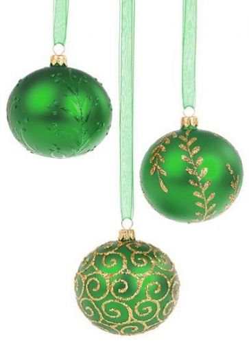 30 Custom Green Ornament Trio Personalized Address Labels