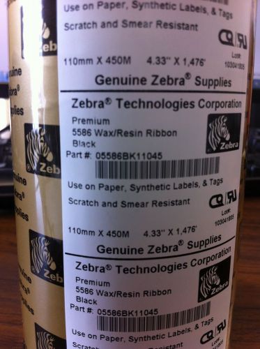 Genuine Zebra Thermal Wax Resin Printer Ribbon 05586BK11045 4.33 x 1476&#039; New