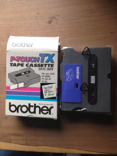 Brothers P Touch Tape Cassettes Tx 1511 Black/Clear 1&#034; 24mm PT-8000 PT-30/35