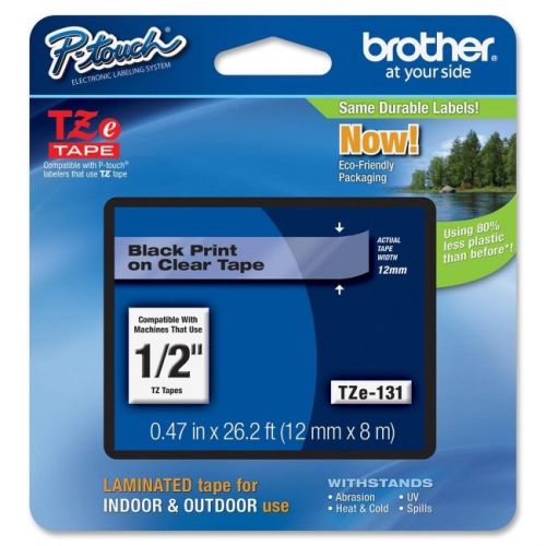 BROTHER INT L (SUPPLIES) TZE131  BLACK ON CLEAR FOR TZ