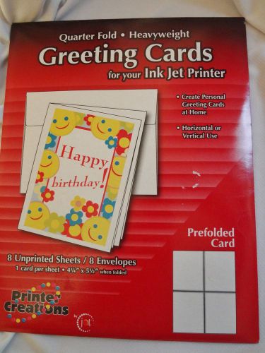 1/4 Fold Greeting Cards Ink Jet  8 Sheets 8 Envelopes Printer Creations