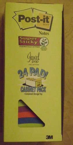 Post-it® Super Sticky Notes Assorted 24 Pads Per Box JEWEL POP COLLECTION 3&#034;x3&#034;