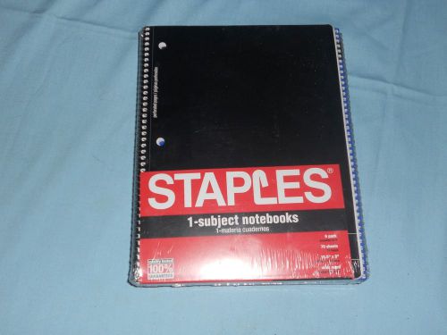 STAPLES  1 SUBJECT NOTEBOOK 6 PACK WIDE RULES 8 X 10 1/2 ASSORTED COLORS