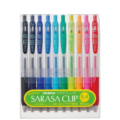 Zebra Sarasa Push Clip Gel Ink Pen 0.4 mm 10 Color Set From Japan