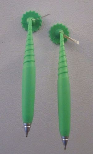 Magnetic green sunburst wiggle pens (2) blue ink; cute gift or stocking stuffers for sale