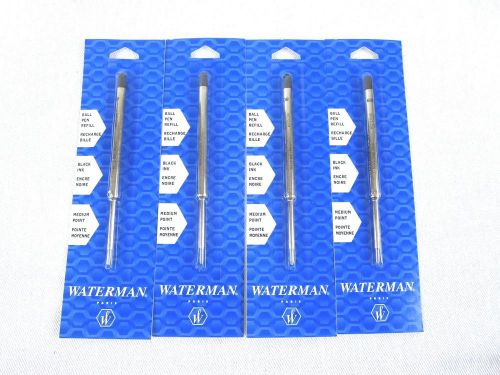 * Lot of 4 - Waterman Ballpoint Pen Refill - Medium Point - Black 834254