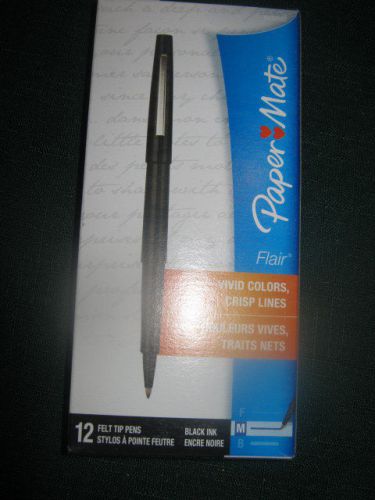 NEW~Paper mate Paper Mate Point Guard Flair Porous Point Pen*Black*Medium*Dozen