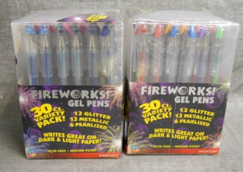 Lot of 2 fireworks gel pens 30 ct variety pack acid-free medium point for sale