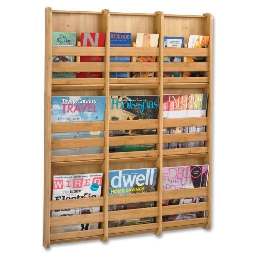 Bamboo Magazine/Pamphlet Wall Display, 29w x 1-3/4d x 37-3/4h, Natural