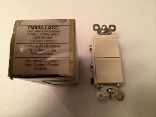 Pass &amp; Seymour Legrand Combination Device 3 way + 3 way TM833-LACC Light Almond