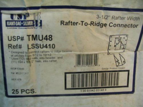 Rafter to Ridge Connector Box of 25 USP# TMU48 3-1/2&#034; width hanger LSSU410