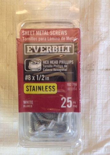 Everbilt Sheet Metal Screws Hex Head Phillips  #8 X 1/2&#034; 3 Packs , 25 Per Pack