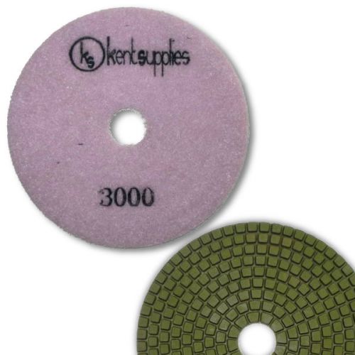 KENT Premium Quality 5&#034; WET Diamond Polishing Pad, 3mm Thick, Grit 3000, Granite