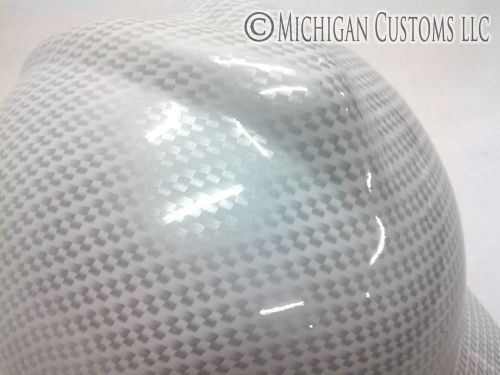Custom hard hat - white &amp; silver carbon fiber - msa v-guard regular brim for sale