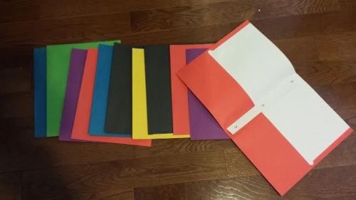 Lot of 12- 2 Pocket Paper Folders with rings - Assorted Colors BRAND NEW