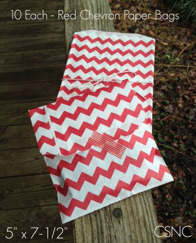 10 each - 5&#034; x 7-1/2&#034; - whisker graphics red chevron middy bitty bags - treats for sale