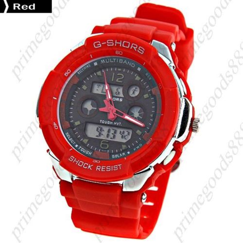 Dual Time Mode Digital Electronic Watch Wrist Watch Timepiece Unisex in Red