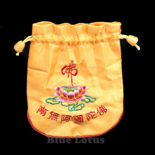 Yellow Pouch Silk Jewelry Package Buddhism Prayer Mala Bag