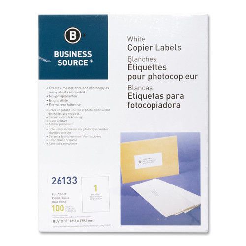 Business source full sheet labels, 8-1/2&#034;x11&#034;, 100 per pack, white for sale