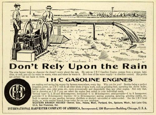 1912 ad international harvester america i. h. c. gasoline engine farm pm3 for sale