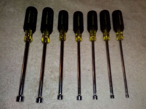 Klein 646 7pc 1/4&#034; - 1/2&#034; nut driver set 6&#034; hollow shanks new for sale