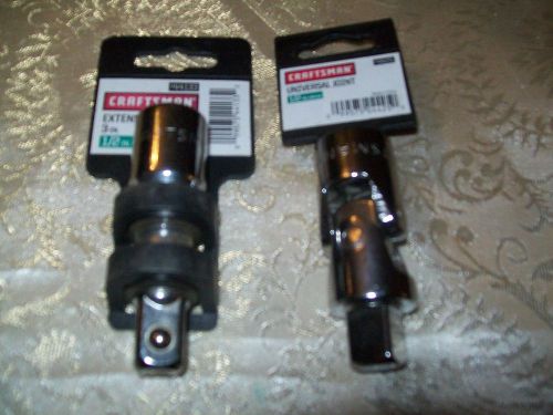 2 New Craftsman 1/2&#034; Drive Extension Bar 3-Inch 44133 &amp; Universal Joint 4425