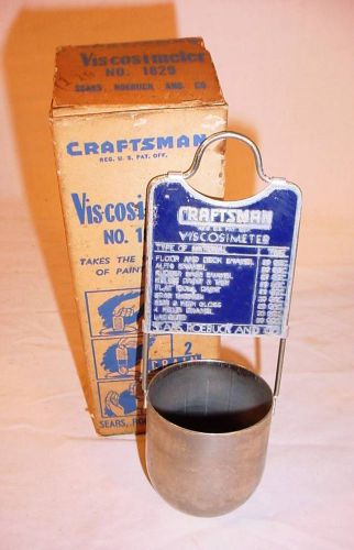 VINTAGE SEARS CRAFTSMAN VISCOSIMETER NO 1829 VISCOSITY CUP IN ORIGINAL BOX