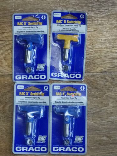 Lot of 4 Graco RAC 5 &amp; Rac X Switch Tip Reversible Spray tip LL5419 &amp; LTX311 New