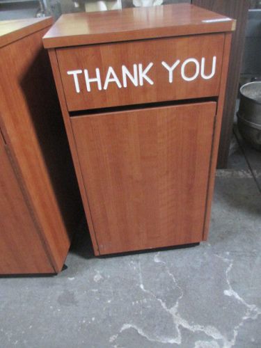 Restaurant Wood Trash Can/Receptacle &#034;Thank You&#034; Swing Door (no liner can) #2