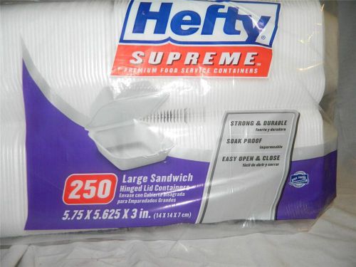 Hefty Supreme Food Service Containers 250 Lg Hinged Sandwich 5.75x5.625x3&#034;