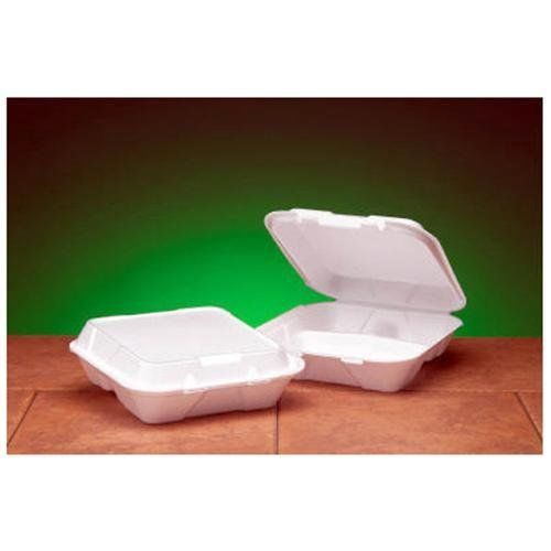Snap-It Foam Hinged Container with 3 Compartment in White, Food Containers