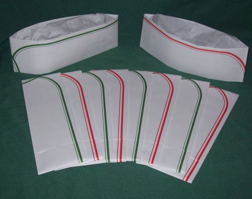 10 Christmas Red Green White  50`s IceCream Paper Party Sailor Costume Hats Caps