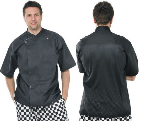 Black cool mesh vent back chef pocket jacket short sleeve xs - xxl light weight for sale