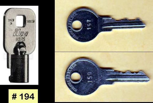Vendstar 3000 machines Back door (coin) key # 194 and top lid keys # 157, #159
