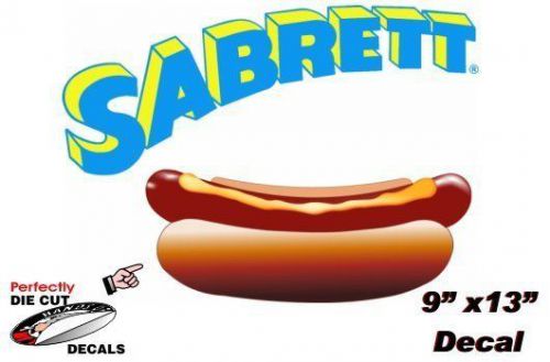 Sabrett hot dog 9&#039;&#039;x13&#039;&#039; decal sign for hot dog cart or concession stand menu for sale