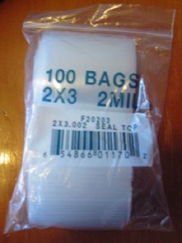 100 Self Sealing Zipline Brand Bags Clear 2 ml Thick Plastic - 2&#034;X3&#034; (50mmX75mm)