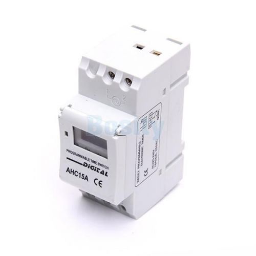 DIN Rail Mount LCD Display Digital Electronic Programmable Timer Switch AC220V