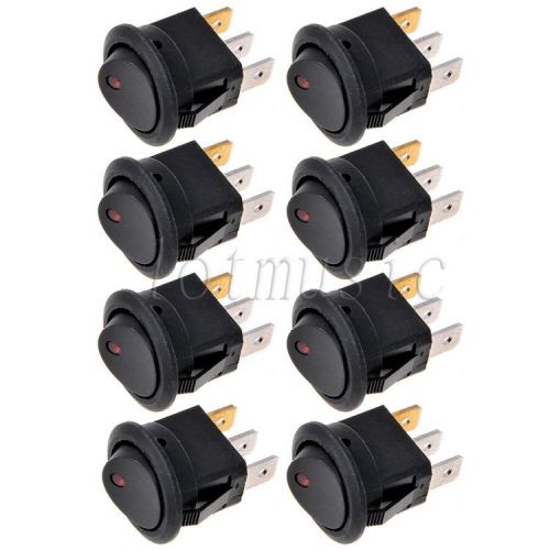 8*Snap In Round LED Rocker Indicator Switch 3 Pin On/Off