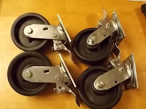 6 inch rubber casters with brake 600 lbs weight limit per wheel for sale