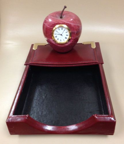 Desk Set Leather Paper Container and Marble Apple Watch