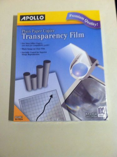 New SEALED Box APOLLO PP100C Plain Paper Copier TRANSPARENCY FILM Clear 8.5 x 11