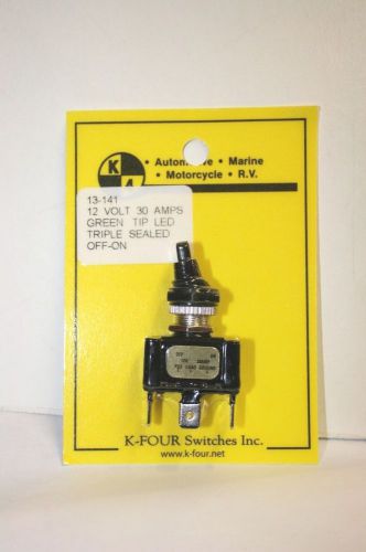 K-four off-on triple sealed green tip led lighted switch-12vdc-30a (13-141) for sale